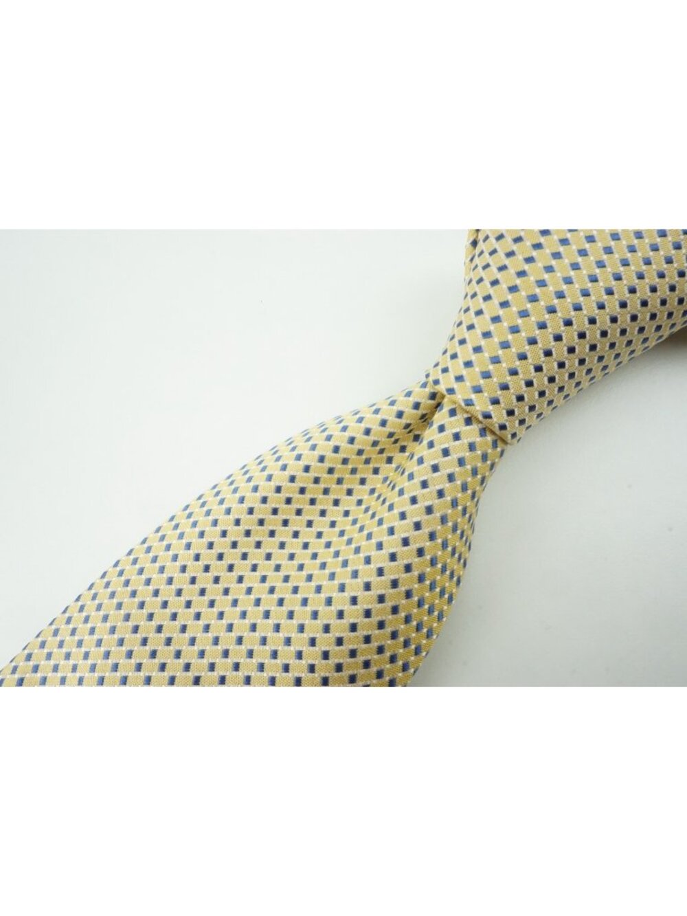 Eton Banana Yellow Sapphire Blue Geometric 100% Silk Tie Brand New With Tags